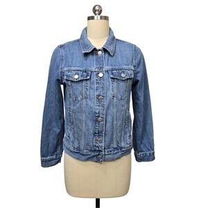 Madewell Classic Denim Jacket Size Medium Wash Cotton Button Front Trucker Style